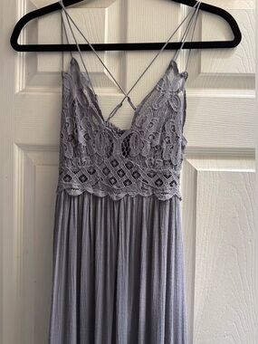 Free People Lavender Crochet Bodice Maxi Dress